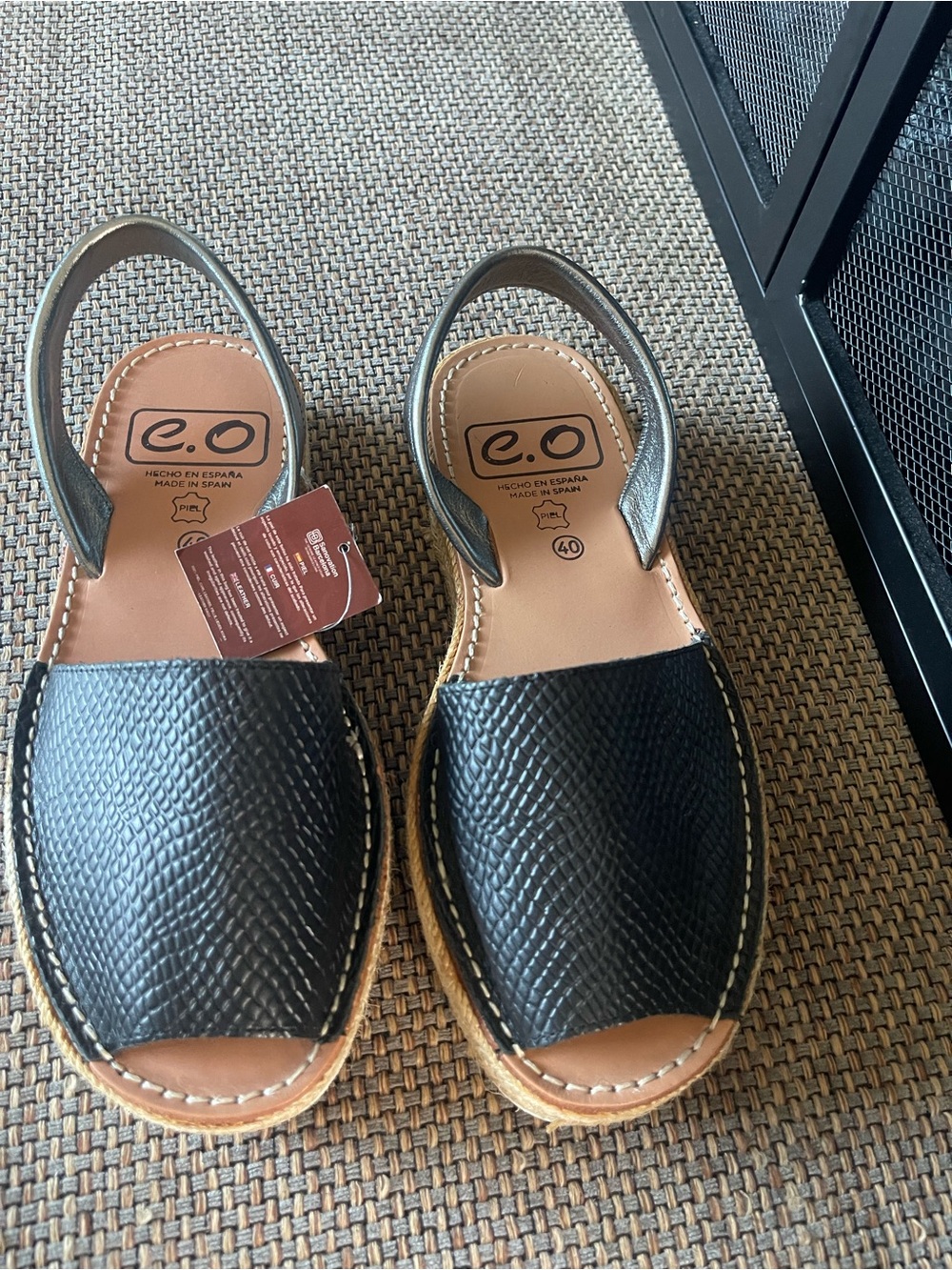 Black Leather Slingback Sandals